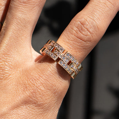 Cartier Maillon Panthere 18K Rose Gold Diamond Three Row Ring