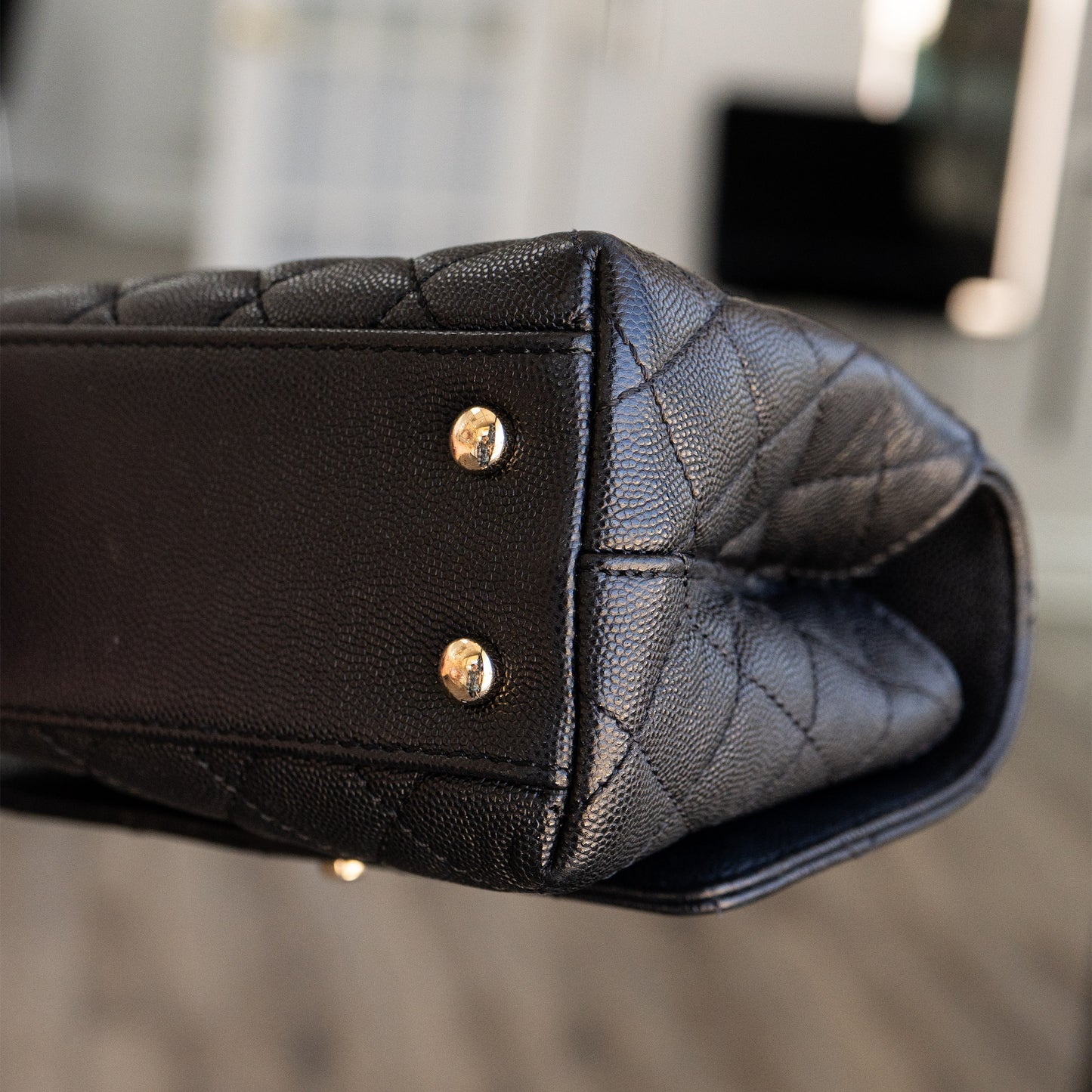 Chanel Coco Handle Black Caviar Leather Quilted Flap Bag