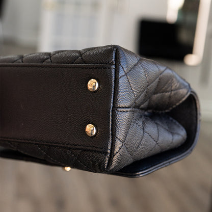 Chanel Coco Handle Black Caviar Leather Quilted Flap Bag