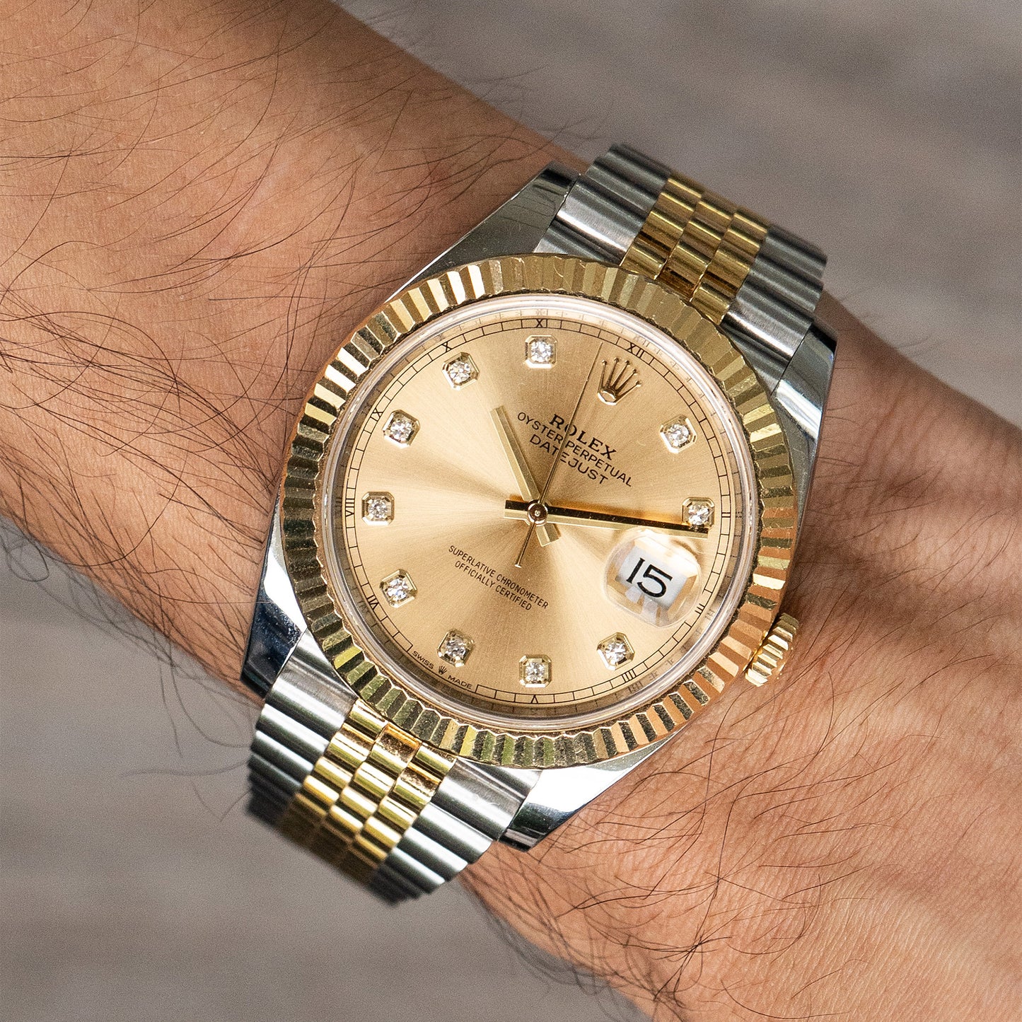 Rolex 126333 Datejust 41 Champagne Diamond Dial Two Tone Watch