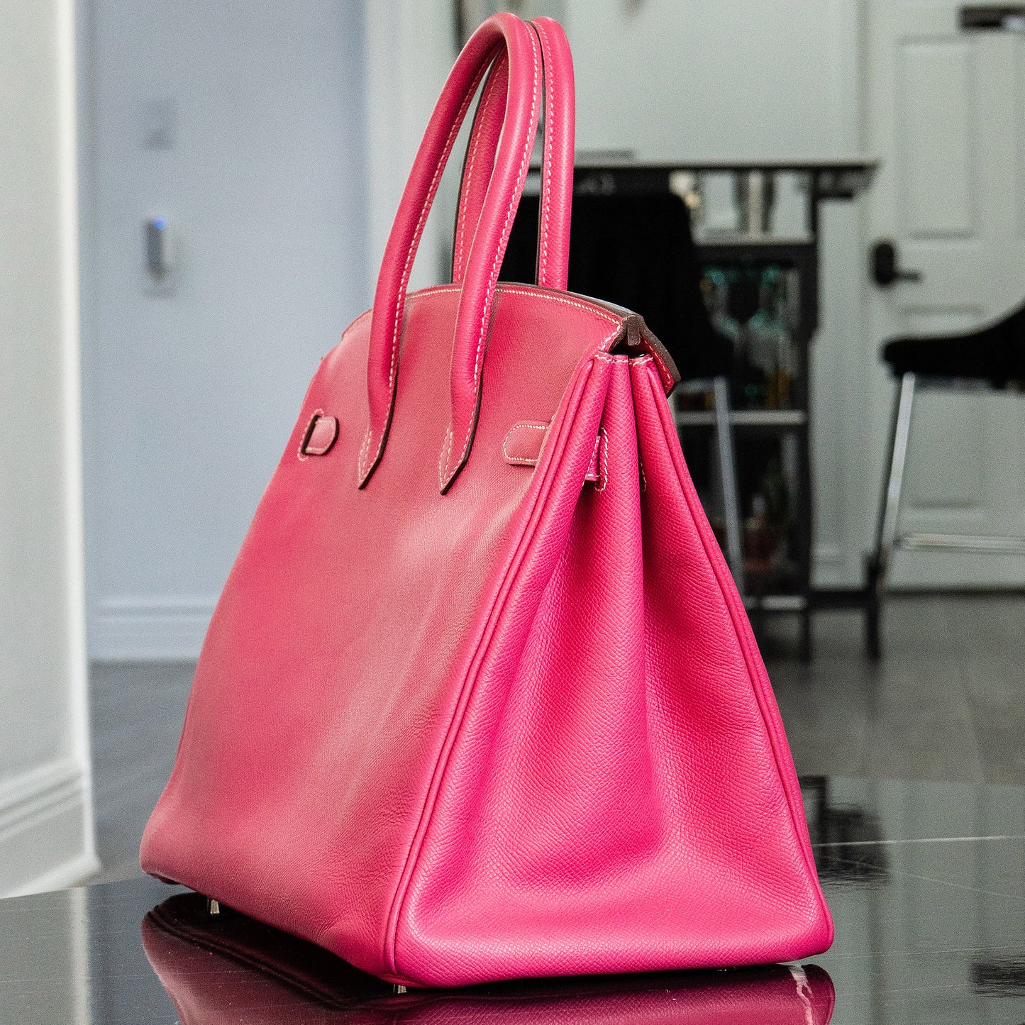 Preo-Owned Hermes Birkin 35 Rose Tyrien Handbag