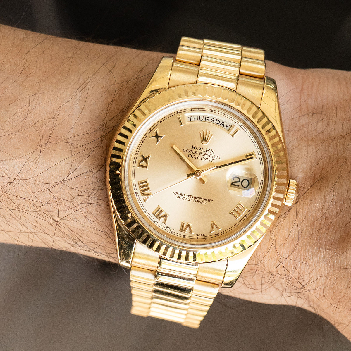 Pre-owned 218238 Day-Date Yellow Gold Presidential Watch