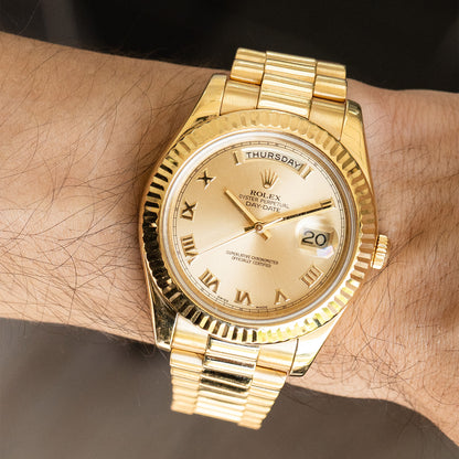 Pre-owned 218238 Day-Date Yellow Gold Presidential Watch