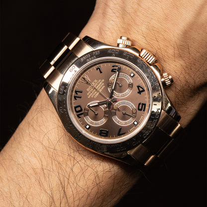 Pre-owned Rolex 116505 Daytona Chocolate Dial Rose Gold Watch