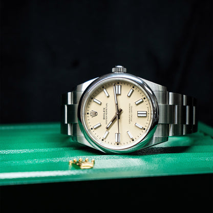 Pre-Owned Rolex 134300 Oyster Perpetual 41 Beige Dial Stainless Steel Watch BnP