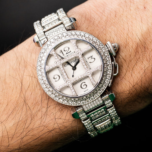 Cartier 2400 Pasha White Gold Diamond Ladies Watch