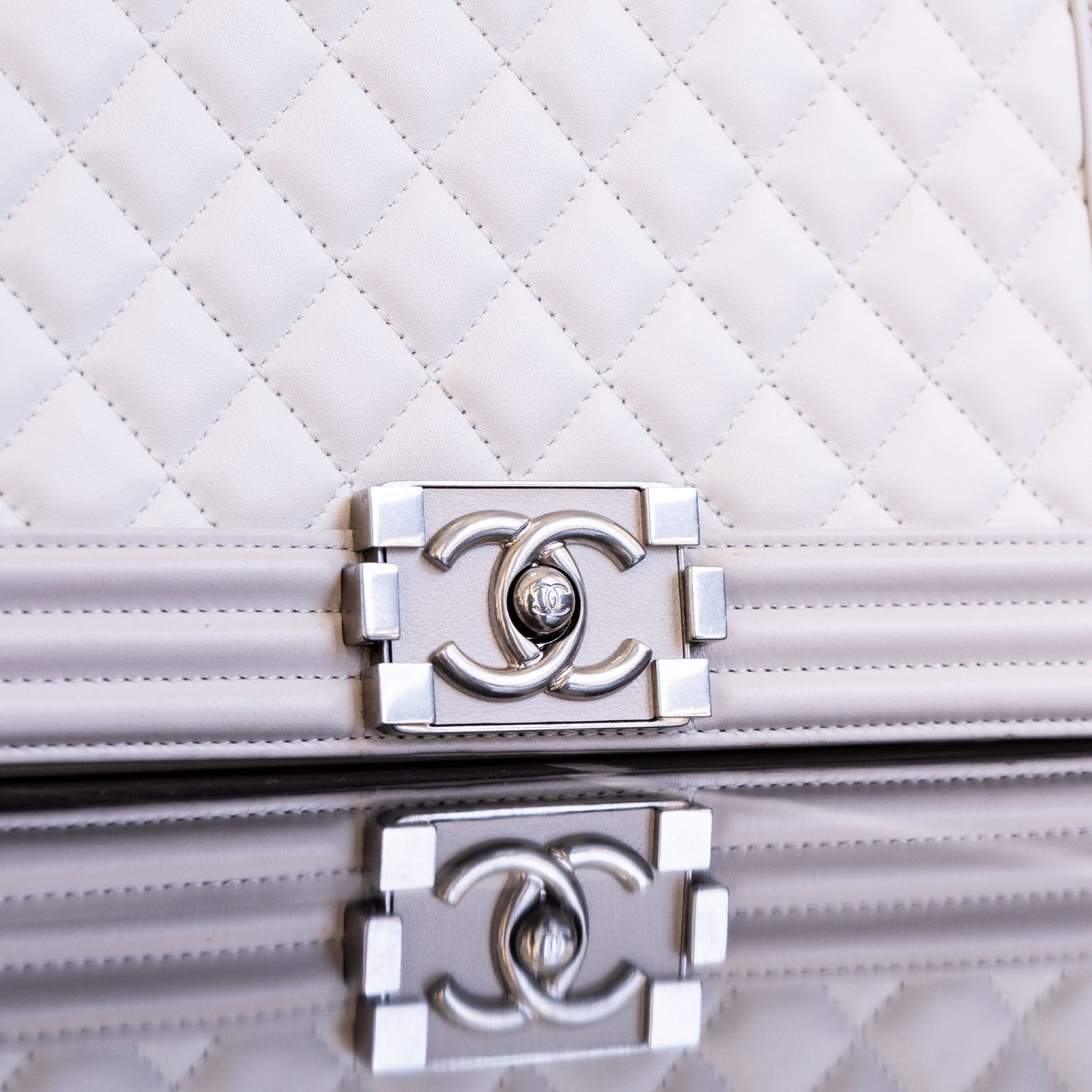 Chanel Boy Bag Light Gray Handbag