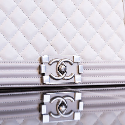 Chanel Boy Bag Light Gray Handbag