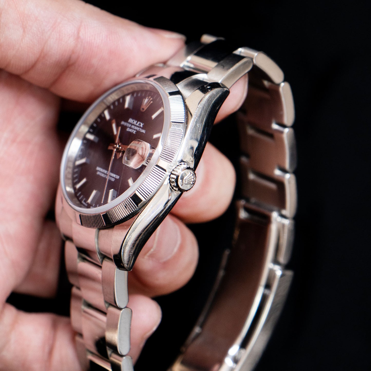 Rolex 115210 Oyster Perpetual 34mm Blue Dial Steel Watch