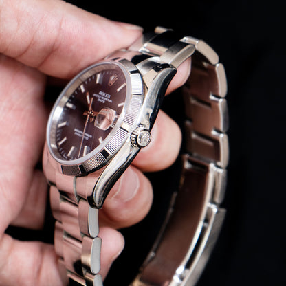 Rolex 115210 Oyster Perpetual 34mm Blue Dial Steel Watch