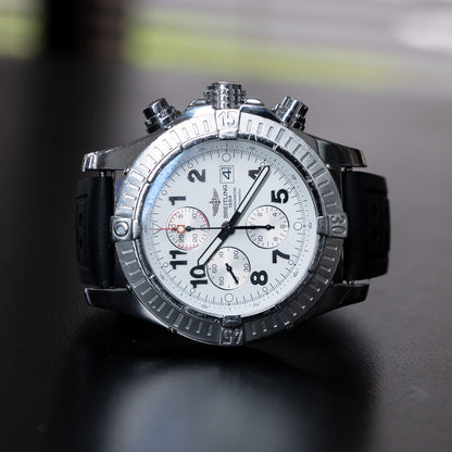 Breitling a13370 Super Avenger White Dial Stainless Steel Watch