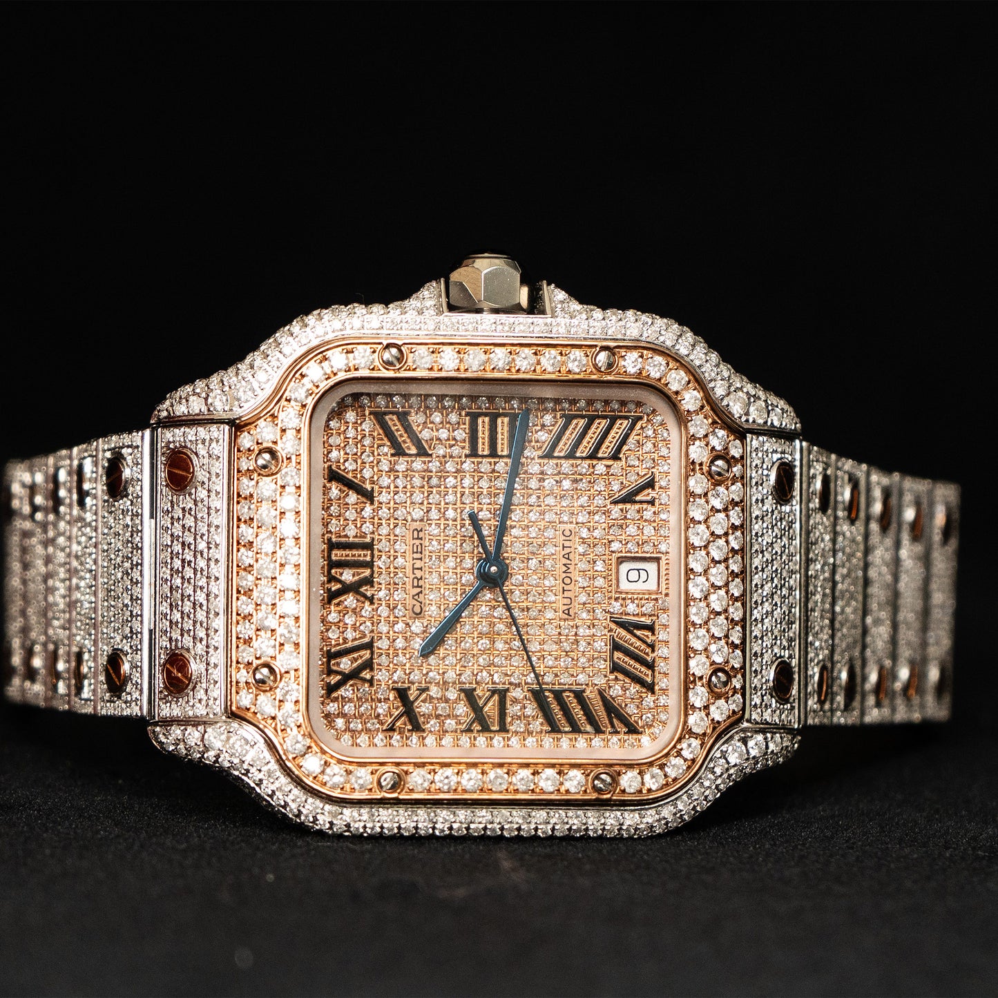 Cartier WSSA0018 Santos Two Tone Diamond Bustdown Watch