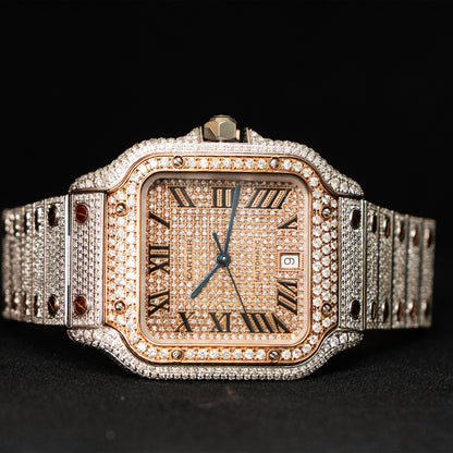 Cartier WSSA0018 Santos Two Tone Diamond Bustdown Watch