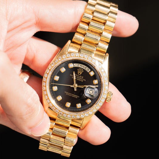 Rolex 1803 Day-Date Black Diamond Dial Presidential Watch