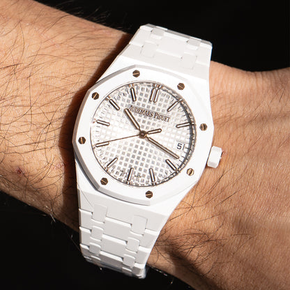 Audemars Piguet Royal Oak 34mm White Ceramic Rose Gold Watch