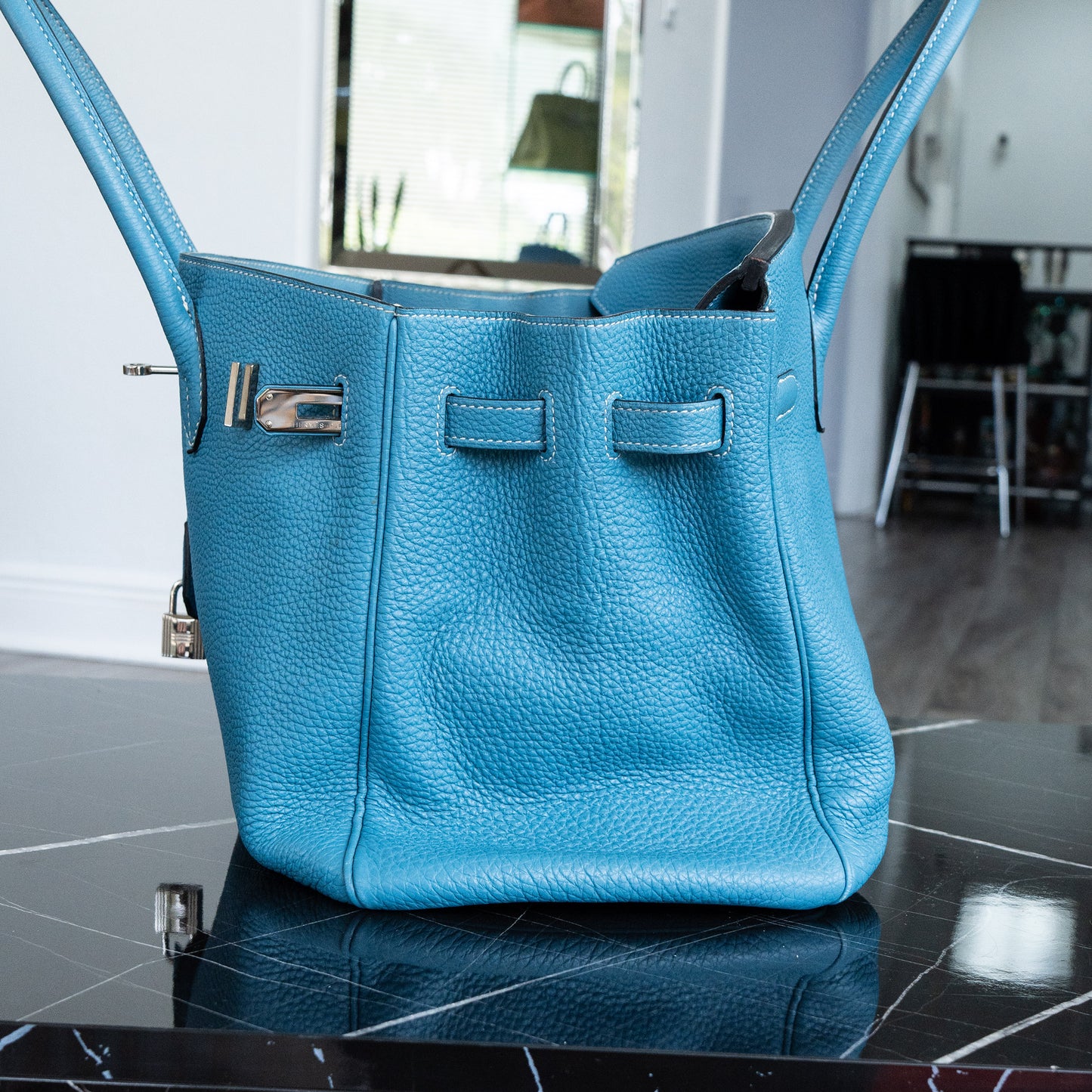 Hermes Birkin 35 Bleu Jean Togo Handbag