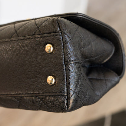 Chanel Coco Handle Black Caviar Leather Quilted Flap Bag