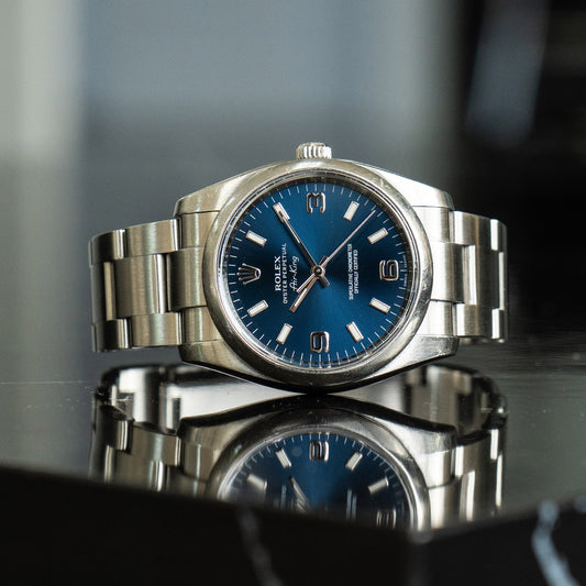 Rolex 114200 Oyster Perpetual Air-King Blue Dial Stainless Steel Watch
