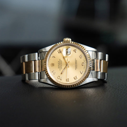 Rolex 16233 Datejust Champagne Dial Arabic Dial Two Tone Watch