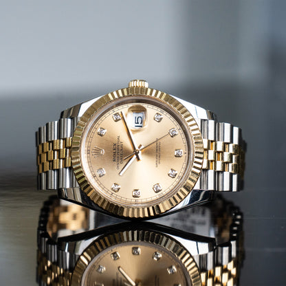 Rolex 126333 Datejust 41 Champagne Diamond Dial Two Tone Watch
