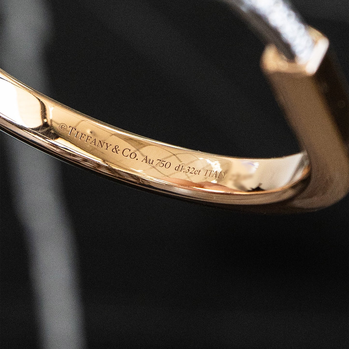 Tiffany & Co. Two Tone Bangle With Half Diamond Pave