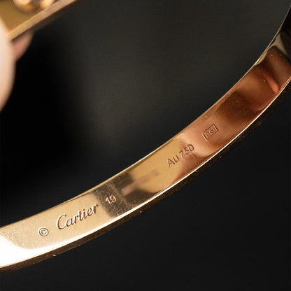 Cartier Size 19 Rose Gold Love Bangle Bracelet