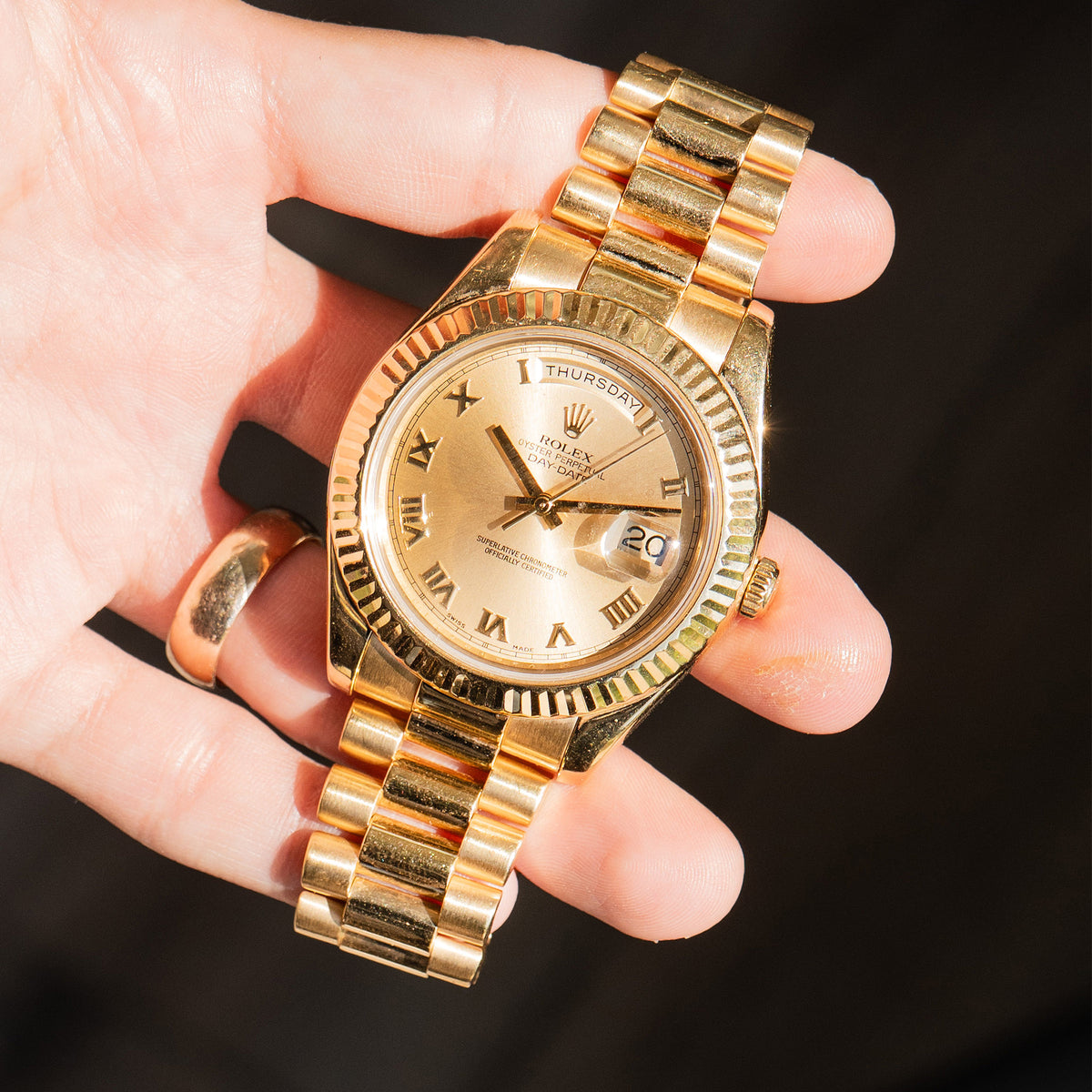 Pre-owned 218238 Day-Date Yellow Gold Presidential Watch