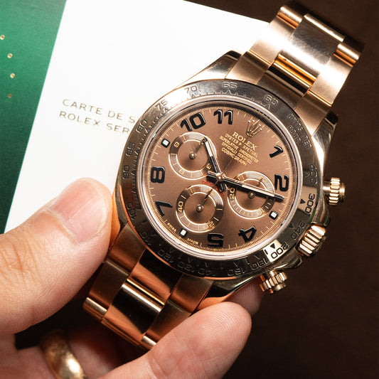 Pre-owned Rolex 116505 Daytona Chocolate Dial Rose Gold Watch