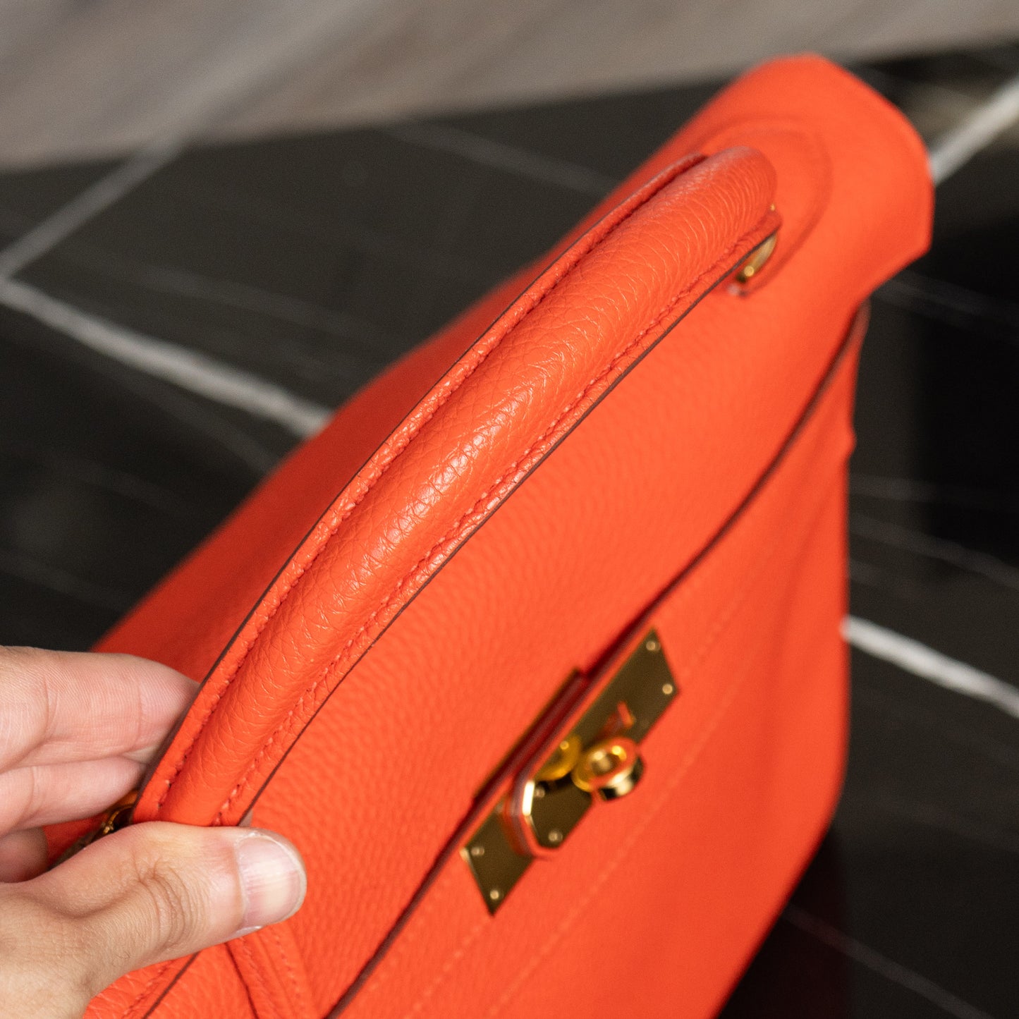 Hermes Kelly 32 Retourne Orange Handbag