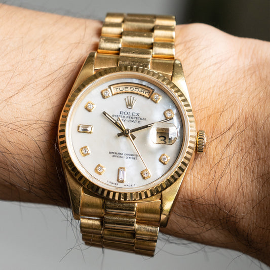 Rolex Rolex 18238 Day-Date Gold Mother of Pearl Diamond Dial Watch
