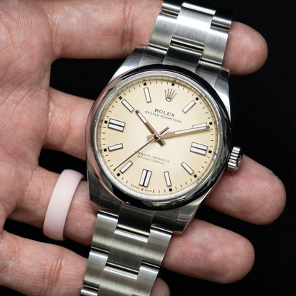 Pre-Owned Rolex 134300 Oyster Perpetual 41 Beige Dial Stainless Steel Watch BnP