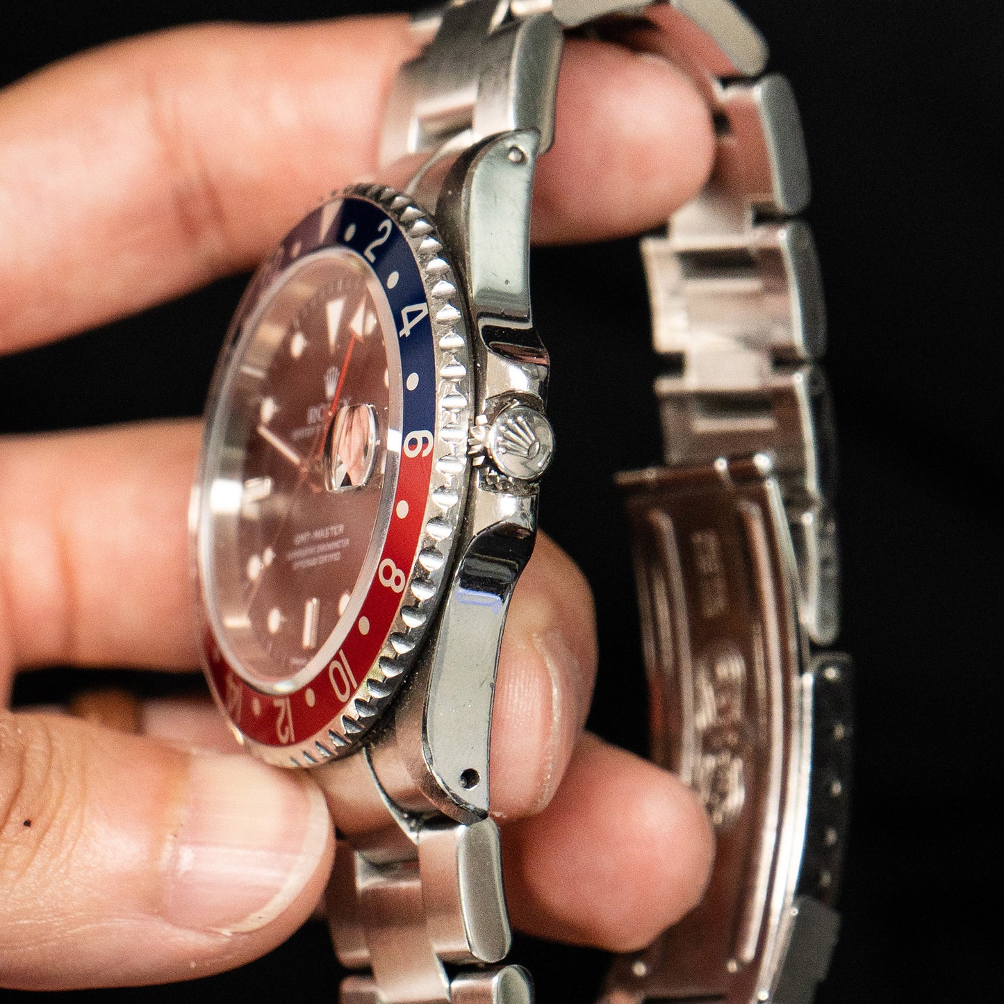 Pre-owned Rolex 16700 GMT-Master "Pepsi" Black Dial Stainless Steel Watch BnP