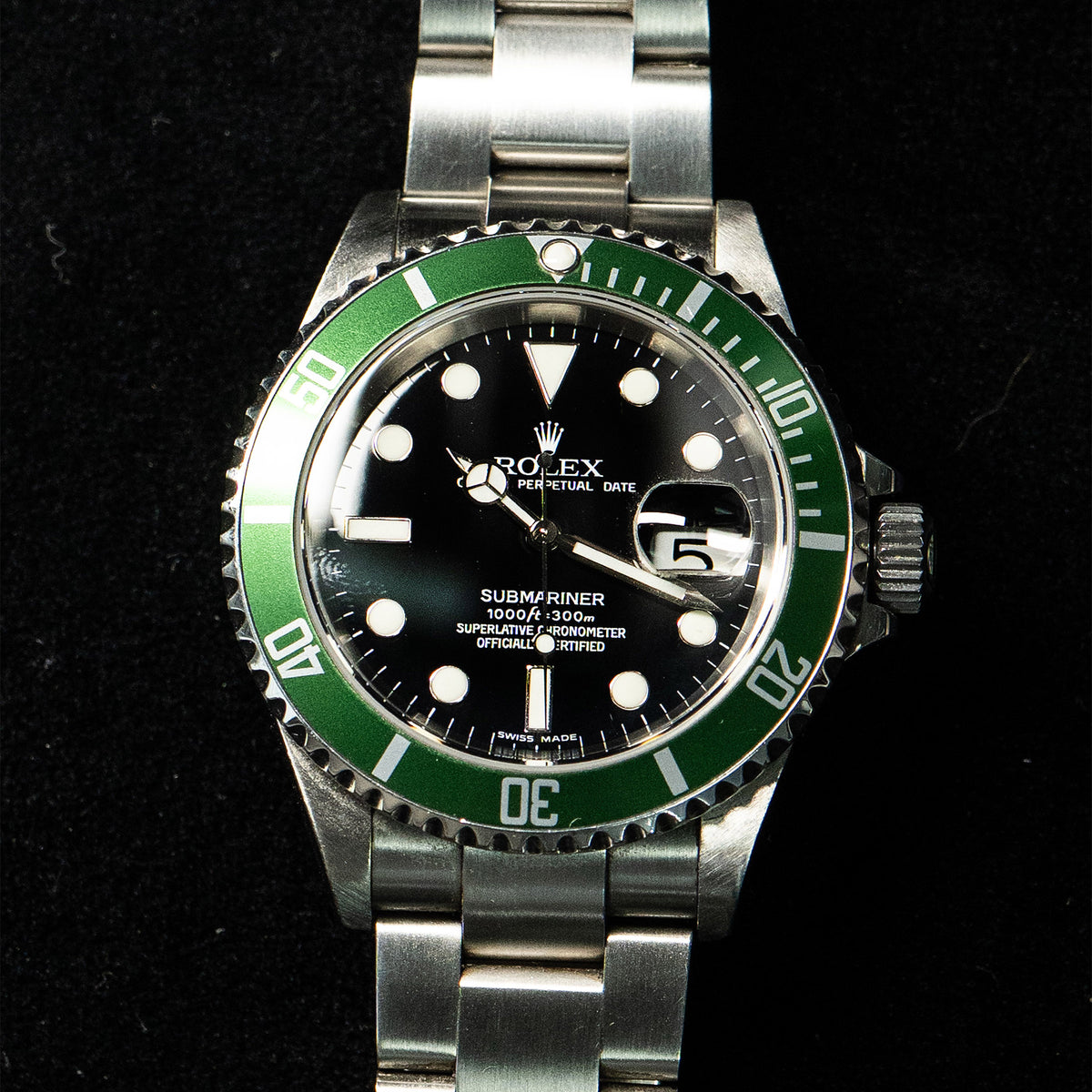 Pre-Owned 16610LV Submariner "Kermit" Stainless Steel Watch