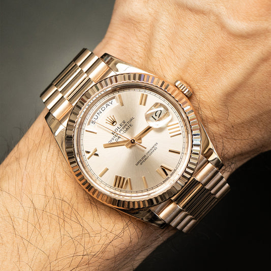Rolex 228235 Day Date 40 Sundust Dial Rose Gold Watch