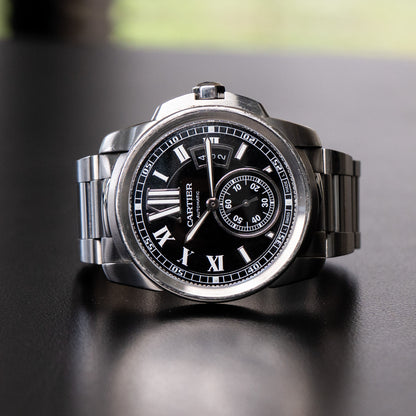 Cartier Calibre de Cartier Black Dial Stainless Steel Watch