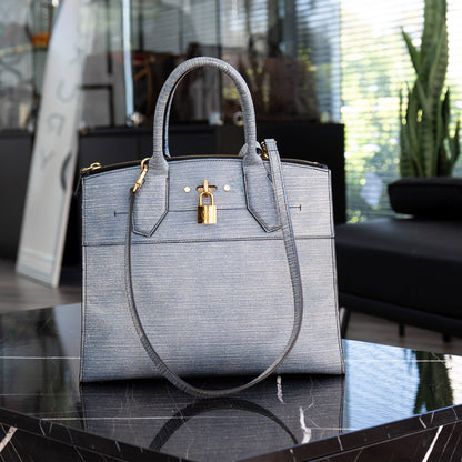 Louis Vuitton Denim Epi Leather City Steamer MM Bag
