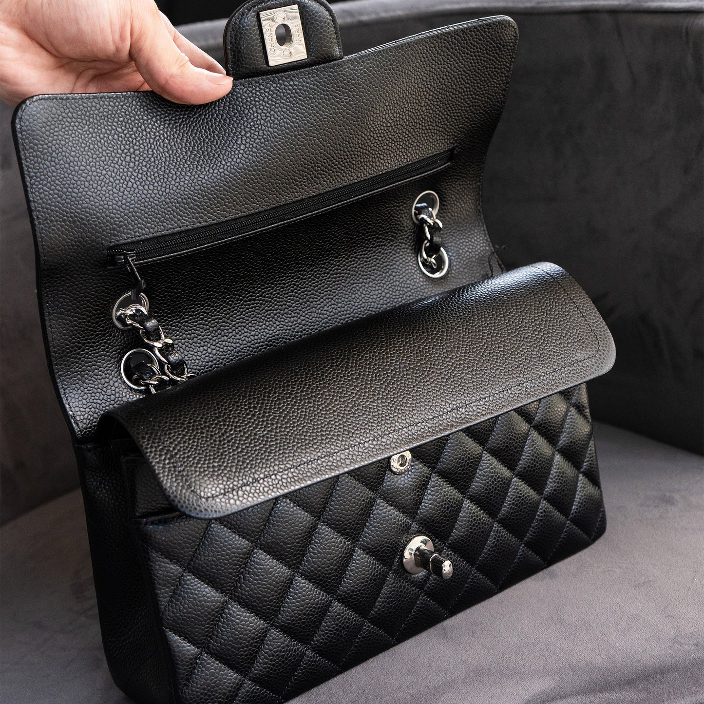 Chanel Classic Black Quilted Double Flap Handbag
