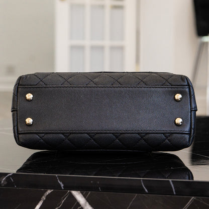 Chanel Coco Handle Black Caviar Leather Quilted Flap Bag