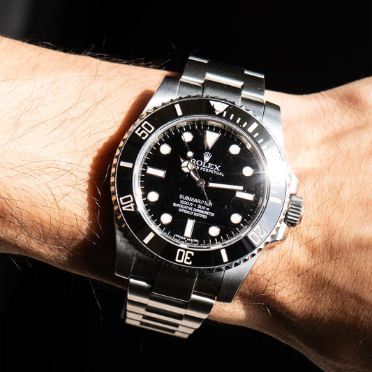 Pre-owned Rolex 114060 Submariner No-date Black Dial Stainless Steel Watch