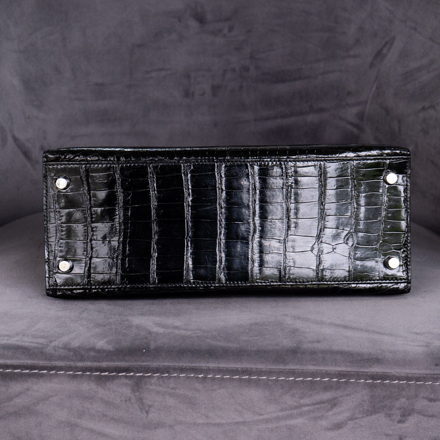 Hermes Kelly 28 Black Crocodile Shiny Porosus Handbag