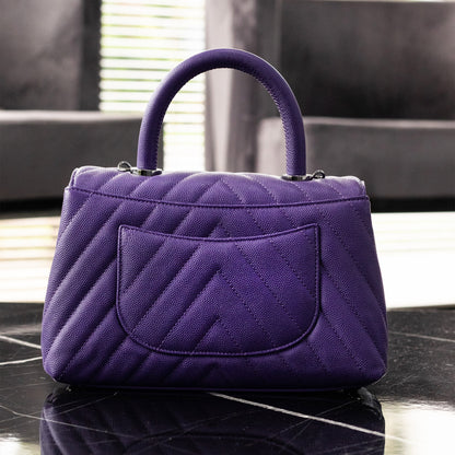 Chanel Caviar Chevron Mini Coco Ladies Handle Bag