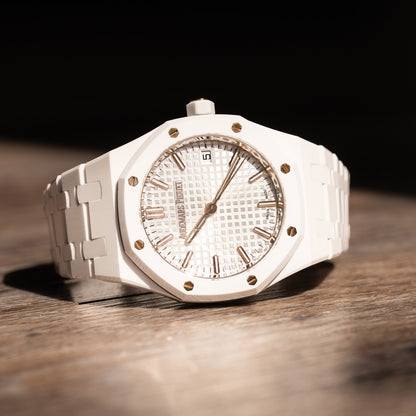 Audemars Piguet Royal Oak 34mm White Ceramic Rose Gold Watch