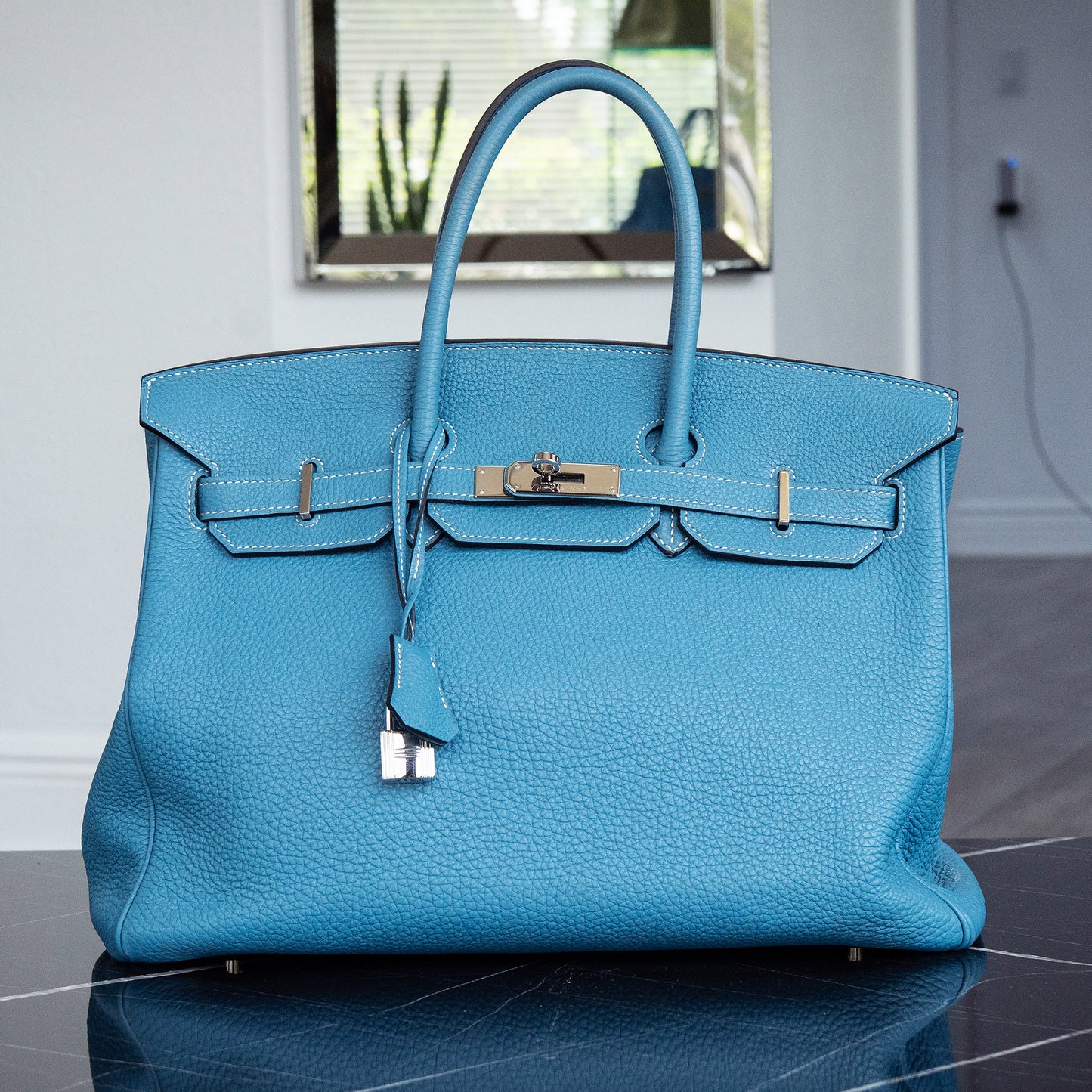Hermes Birkin 35 Bleu Jean Togo Handbag