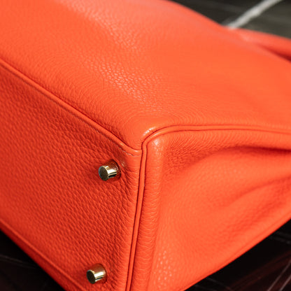 Hermes Kelly 32 Retourne Orange Handbag