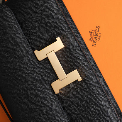 Hermès Black Epsom Constance Elan Handbag Rose Gold Hardware