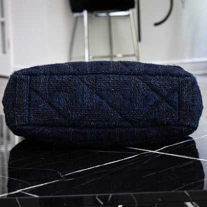 Chanel Blue Tweed Quilted Single Flap Handbag