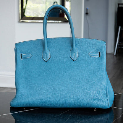 Hermes Birkin 35 Bleu Jean Togo Handbag