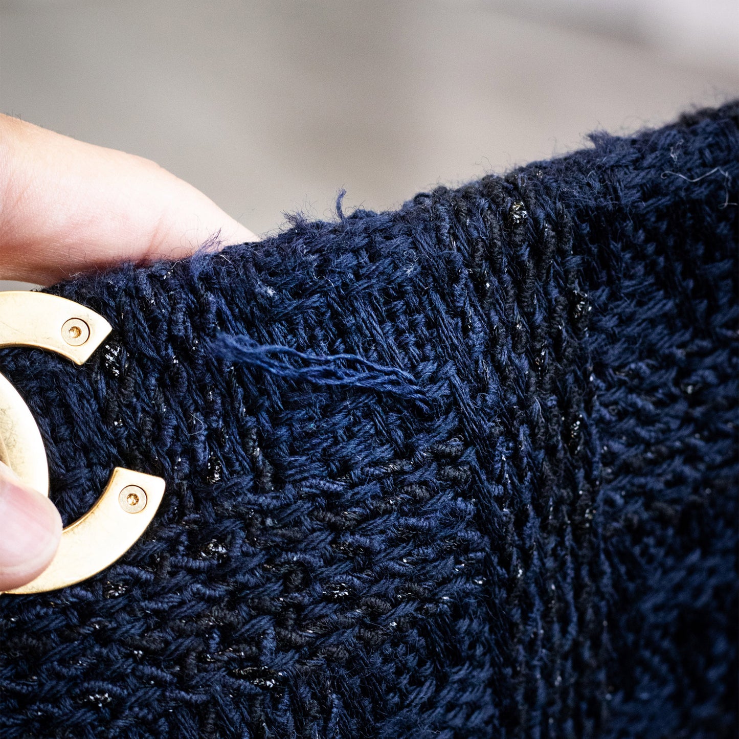 Chanel Blue Tweed Quilted Single Flap Handbag