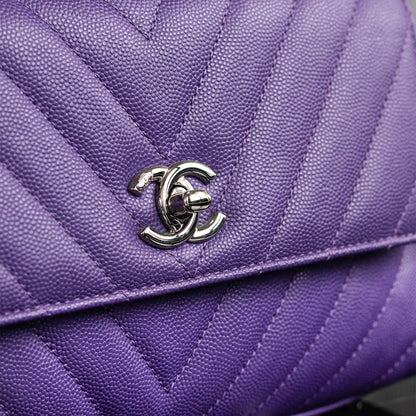 Chanel Caviar Chevron Mini Coco Ladies Handle Bag