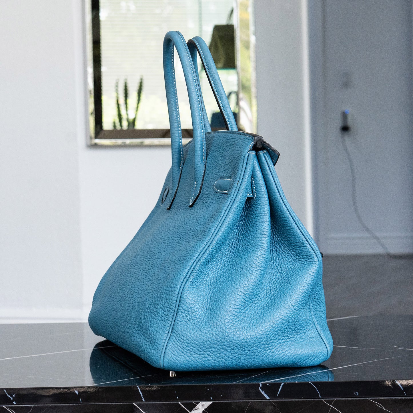 Hermes Birkin 35 Bleu Jean Togo Handbag